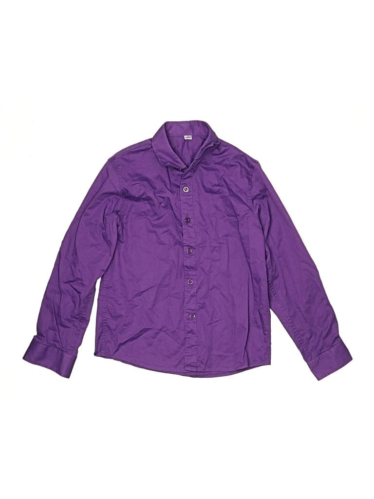 Pre-owned Unbranded Kids' Long Sleeve Button Down Shirt In Purple
