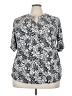 Anne Klein Print Gray Short Sleeve Blouse Size 3X - photo 1