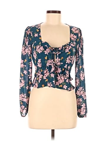 Intermix Long Sleeve Silk Top (view 1)