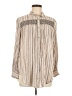 Floreat 100% Rayon Stripes Tan Long Sleeve Blouse Size M - photo 1