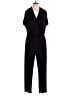 DKNYC 100% Polyester Solid Black Jumpsuit Size L - photo 1