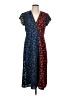 eShakti 100% Polyester Print Blue Casual Dress Size 12 - photo 1