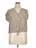 Mi ami 100% Viscose Animal Print Tan Short Sleeve Blouse Size XL - photo 1