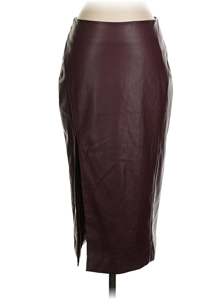 Pre-owned Lulus Faux Leather Skirt In Burgundy
