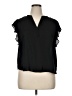 Calvin Klein 100% Polyester Black Short Sleeve Blouse Size XL - photo 1