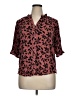 Bobeau 100% Rayon Print Pink Burgundy Short Sleeve Blouse Size XL - photo 1