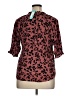 Bobeau 100% Rayon Print Pink Burgundy Short Sleeve Blouse Size XL - photo 2