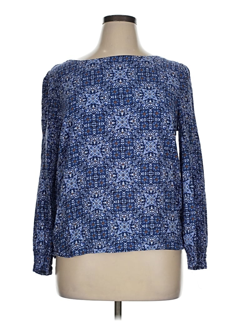 Pre-owned D&co. Long Sleeve Blouse In Blue