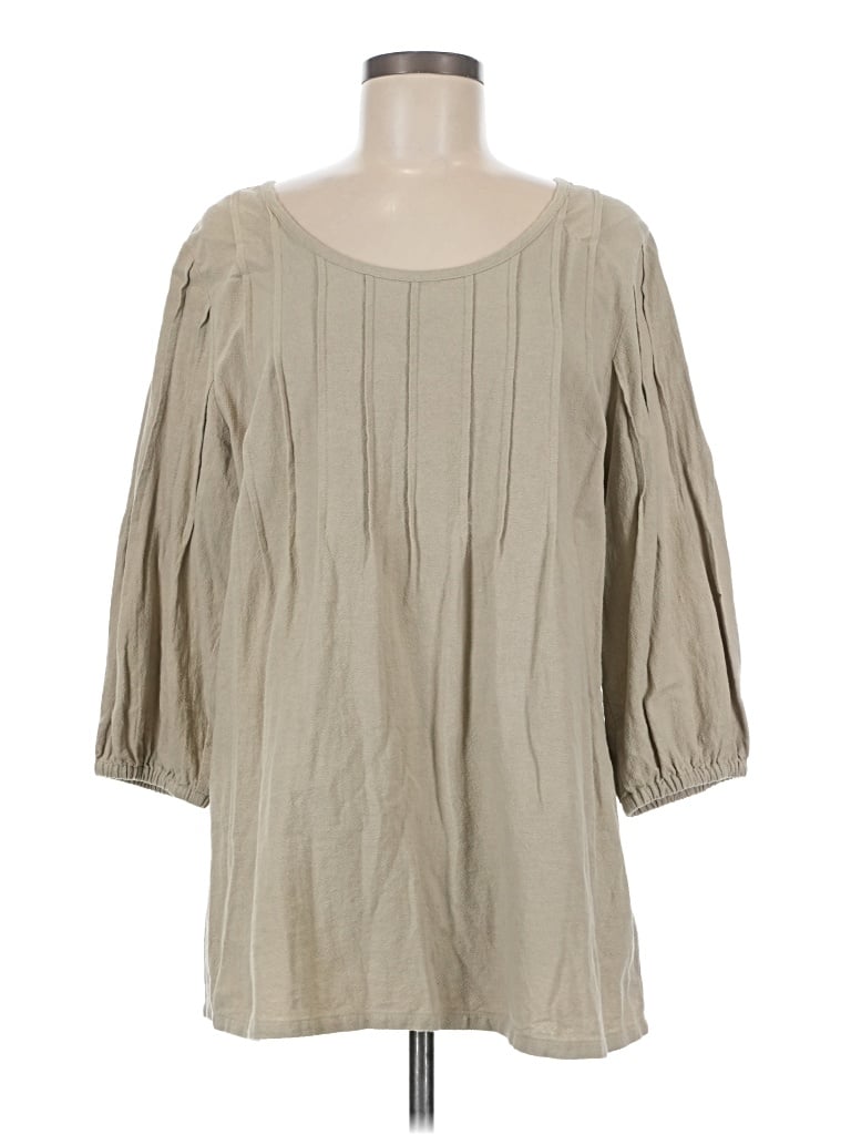 Pre-owned Soft Surroundings 3/4 Sleeve Blouse In Tan