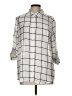 Apt. 9 100% Polyester Checkered-gingham Gray 3/4 Sleeve Blouse Size L - photo 1