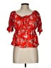 Iky & Me 100% Rayon Red Short Sleeve Blouse Size L - photo 1