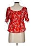 Iky & Me 100% Rayon Red Short Sleeve Blouse Size L - photo 2