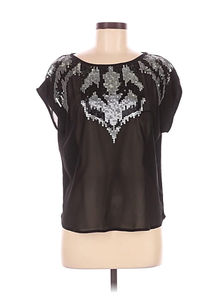Pre-owned Ecote Short Sleeve Blouse In Black