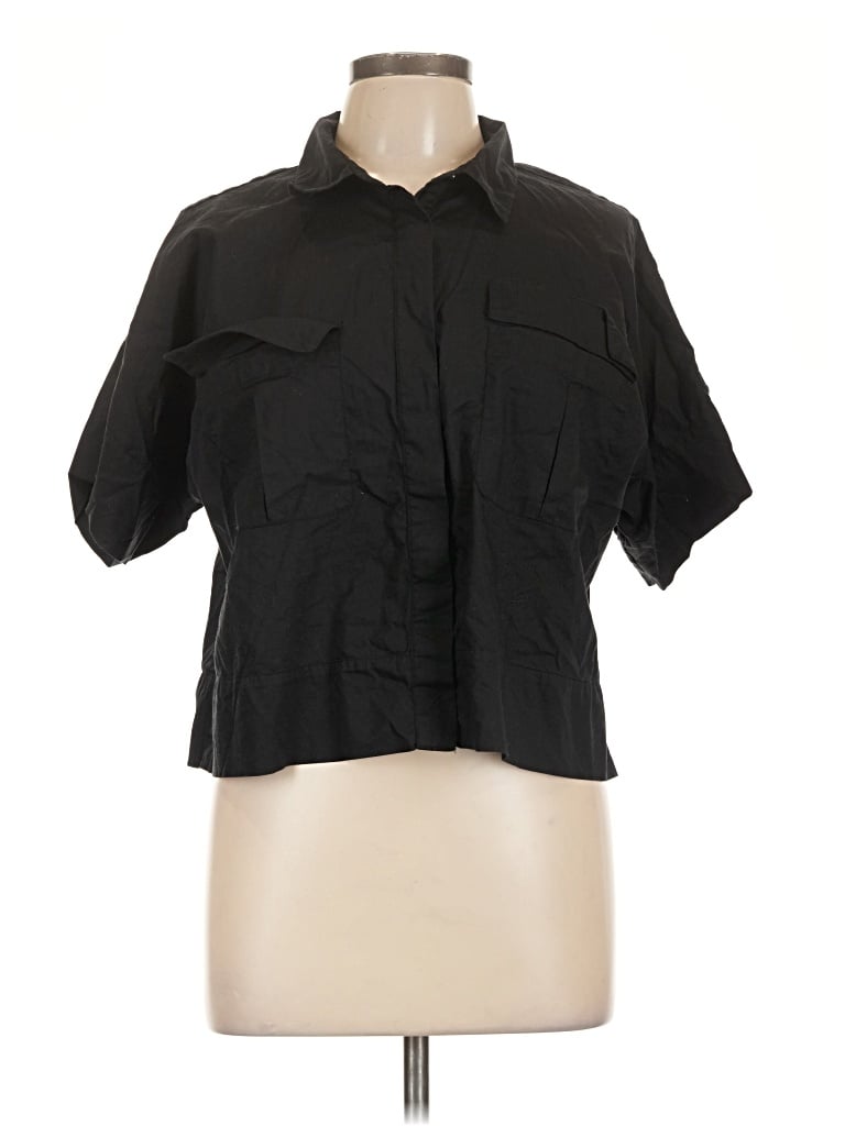 Pre-owned Ann Taylor Loft Short Sleeve Polo Shirt In Black