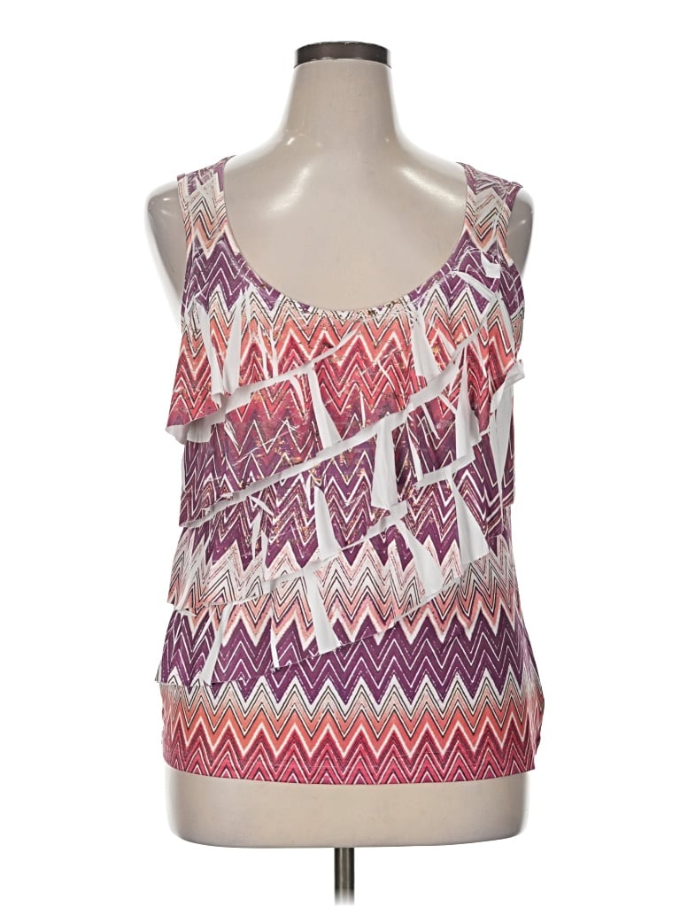 Pre-owned Ab Studio Sleeveless Top Purple Scoop Neck Tops