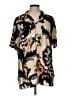 Express 100% Rayon Animal Print Brown Short Sleeve Button-Down Shirt Size L - photo 1