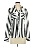 Express 100% Polyester Stripes Ivory Silver Long Sleeve Blouse Size XS - photo 1