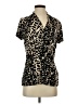 DKNY Animal Print Black Short Sleeve Blouse Size S - photo 1