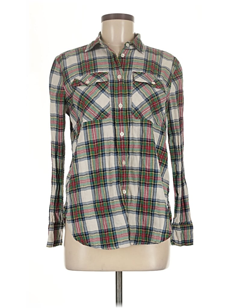 Pre-owned Jcrew Long Sleeve Button Down Shirt In Green