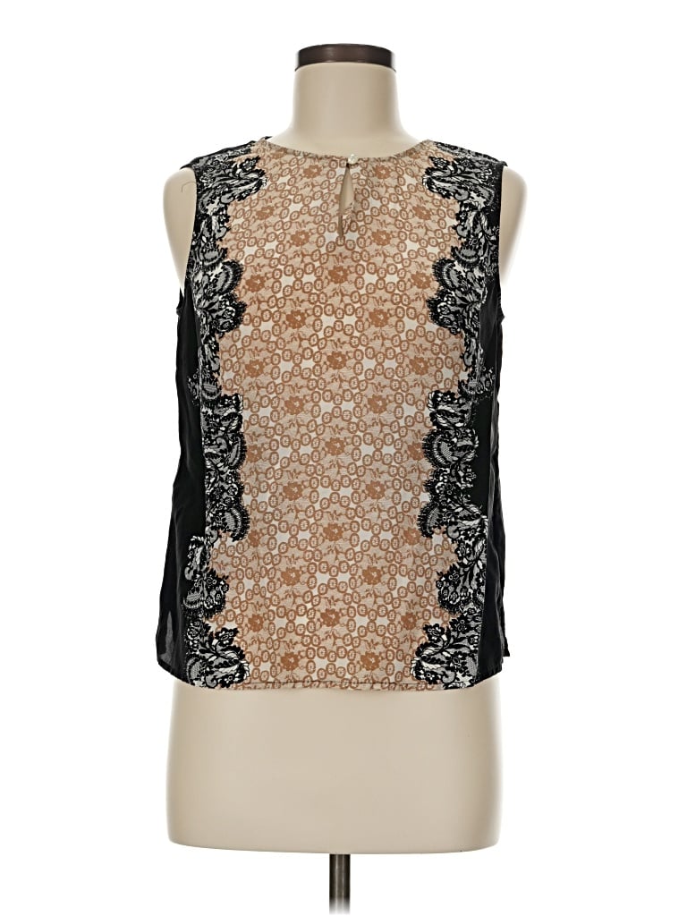 Pre-owned Talbots Sleeveless Silk Top Brown Halter Neckline Tops