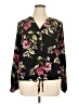 Apt. 9 100% Polyester Floral Black Long Sleeve Blouse Size XL - photo 1