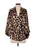 Hayden 100% Polyester Animal Print Brown Long Sleeve Blouse Size S - photo 1