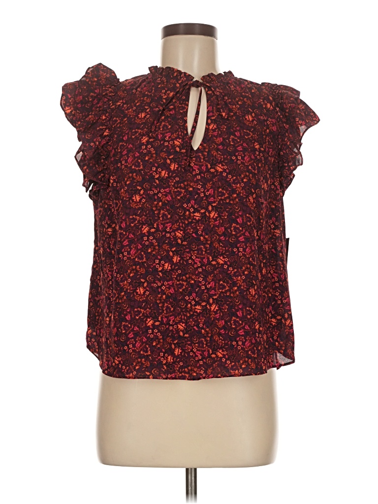 Pre-owned Bcbg Paris Short Sleeve Blouse In Burgundy