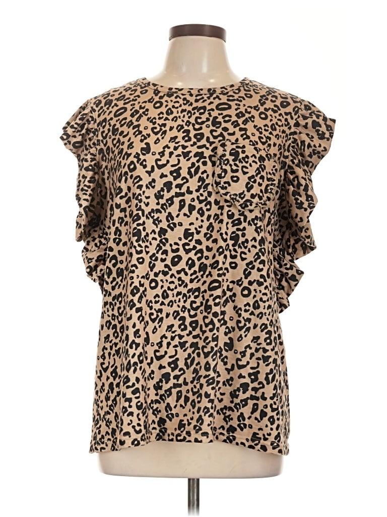 Pre-owned Miholl Short Sleeve Blouse In Tan