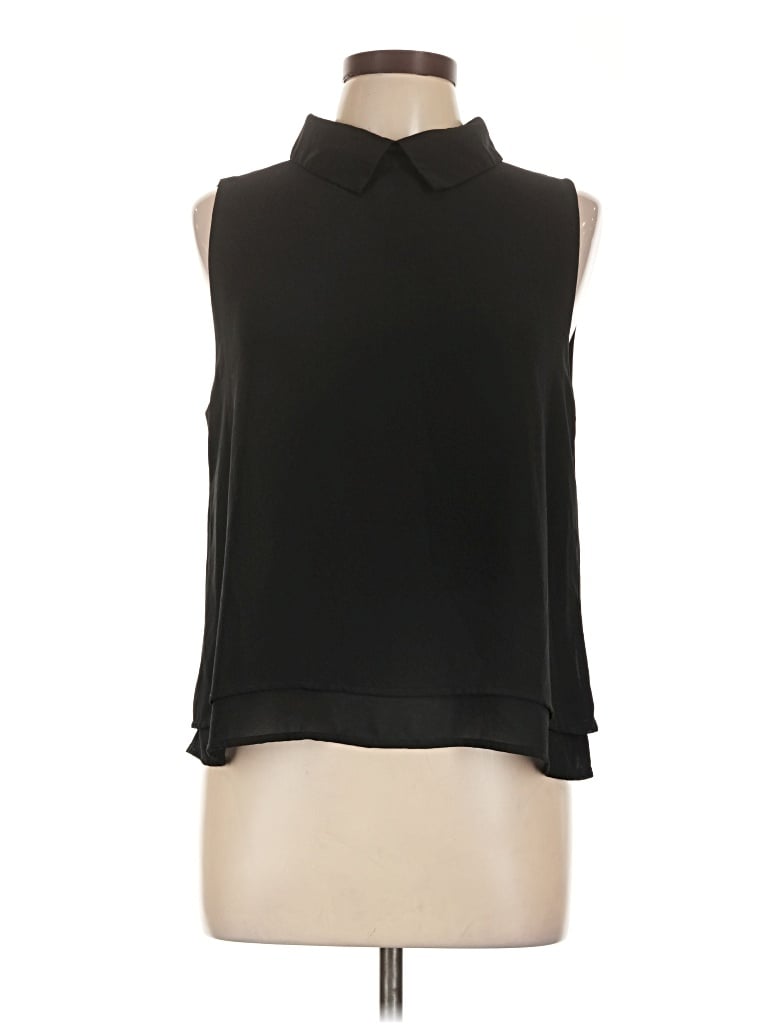 Pre-owned Hazel Sleeveless Blouse In Black