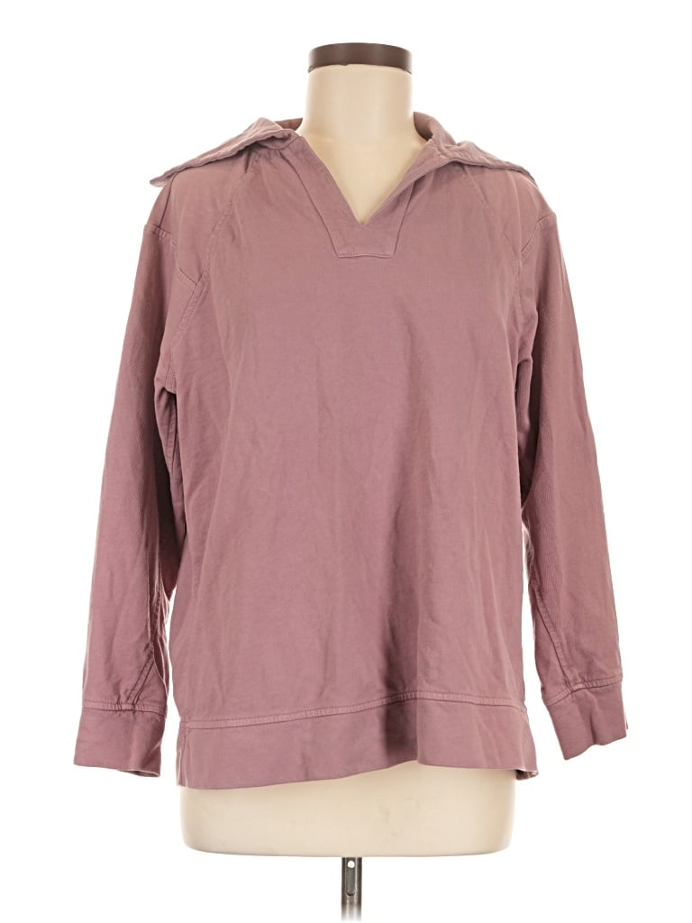 Pre-owned Purejill Long Sleeve Polo Shirt In Burgundy