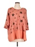 Umgee 100% Polyester Stars Orange 3/4 Sleeve Blouse Size L - photo 1