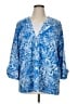 Cathy Daniels 100% Cotton Blue 3/4 Sleeve Blouse Size 1X - photo 1