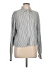 Splendid 100% Viscose Stripes Silver Long Sleeve Button-Down Shirt Size L - photo 1