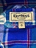 Express 100% Cotton Plaid Blue Long Sleeve Button-Down Shirt Size M - photo 7