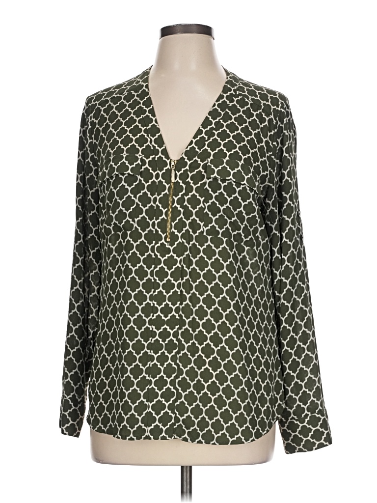 Pre-owned Express Long Sleeve Blouse In Green