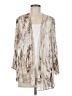Travelers by Chico's 100% Polyester Marled Tie-dye Zebra Print Ivory Kimono Size Med (1) - photo 1