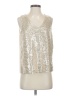 Skies Are Blue 100% Polyester Ivory Silver Sleeveless Blouse Size S - photo 1