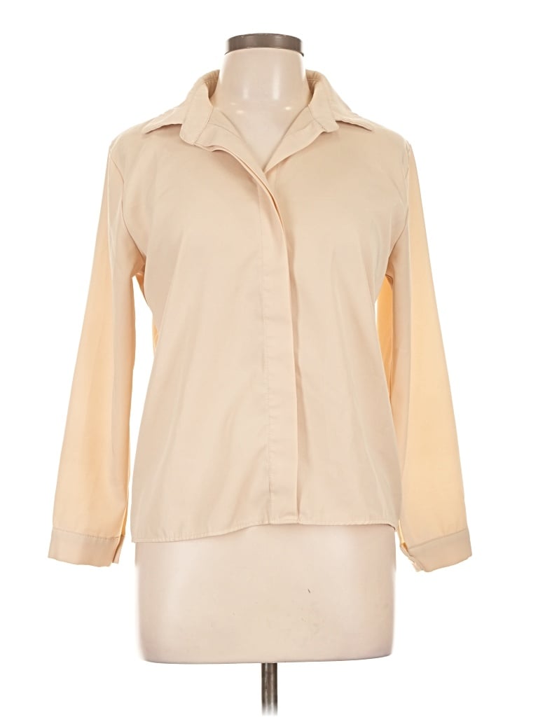 Pre-owned Unbranded 3/4 Sleeve Blouse In Tan