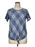 Dex Argyle Blue Short Sleeve Top Size 1X - photo 1