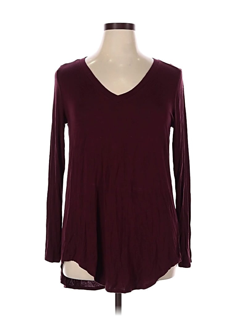 Pre-owned Zenana 3/4 Sleeve T-shirt In Burgundy