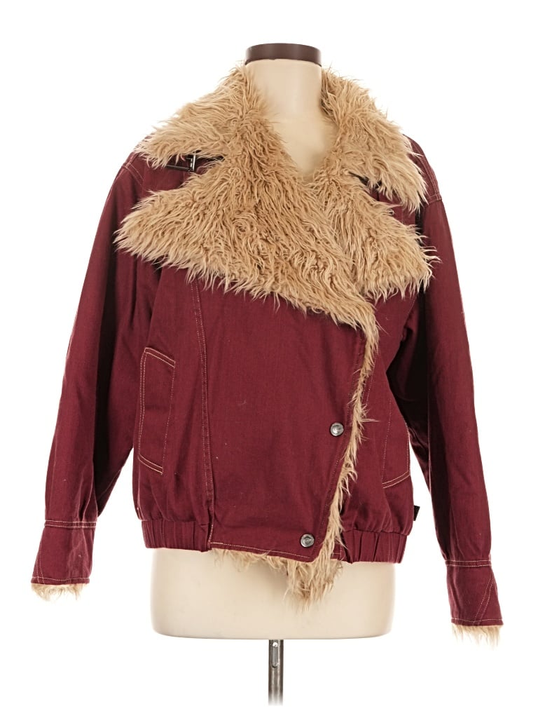 Pre-owned Sts Ranchwear Faux Fur Jacket In Burgundy