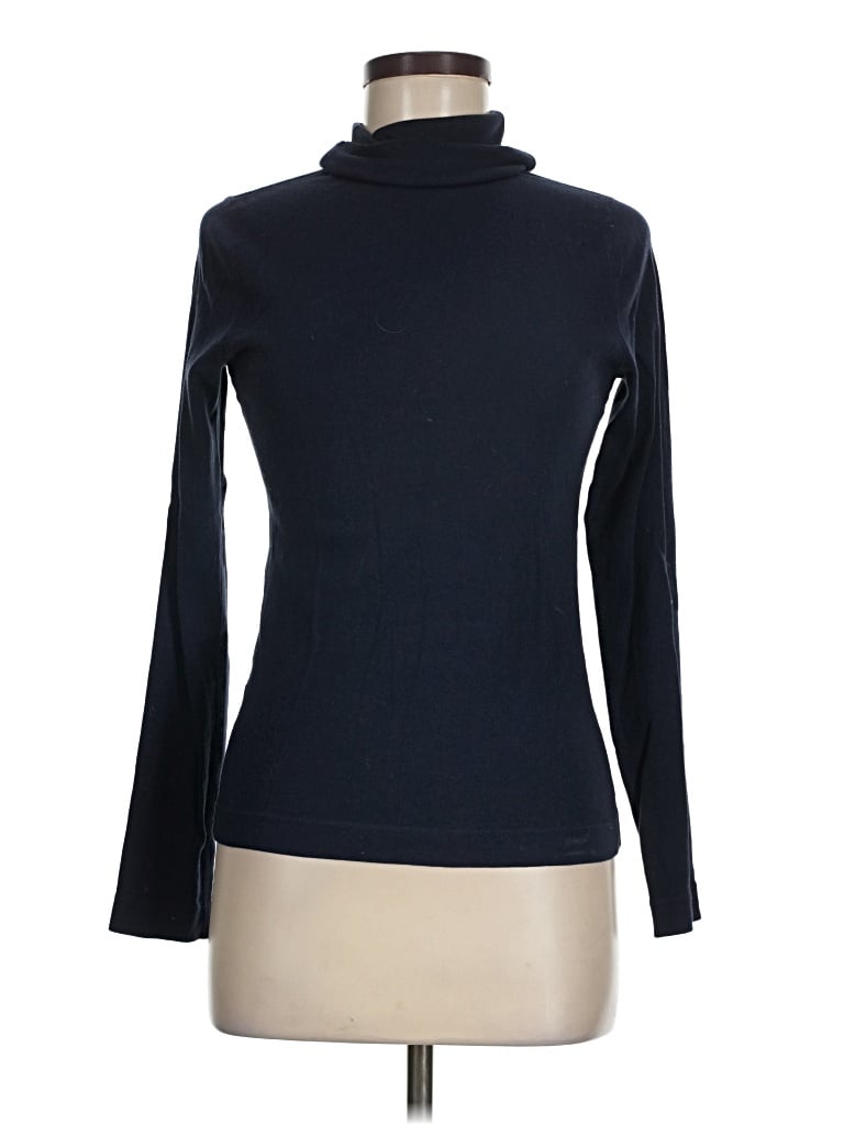 Pre-owned Three Dots Long Sleeve Top Black Turtleneck Tops