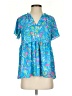 Lilly Pulitzer 100% Polyester Paisley Blue Short Sleeve Blouse Size L - photo 1