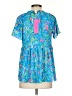 Lilly Pulitzer 100% Polyester Paisley Blue Short Sleeve Blouse Size L - photo 2