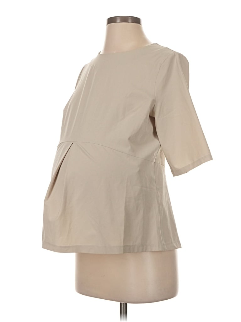 Pre-owned Ingrid & Isabel Short Sleeve Blouse In Tan