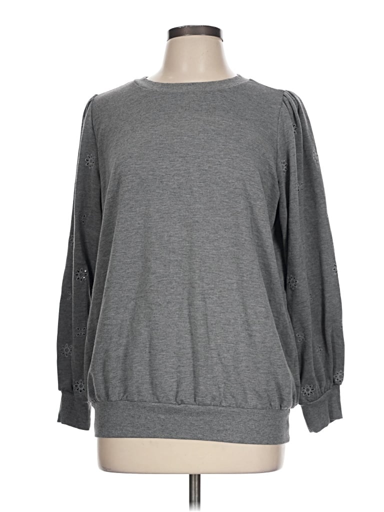 Pre-owned Torrid Long Sleeve Top Gray Crew Neck Tops