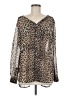 Millau 100% Polyester Animal Print Brown Long Sleeve Blouse Size M - photo 1