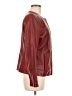 Ann Taylor 100% Leather Burgundy Leather Jacket Size M - photo 4