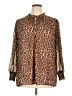 Haver 100% Polyester Animal Print Brown Long Sleeve Blouse Size 1X - photo 1