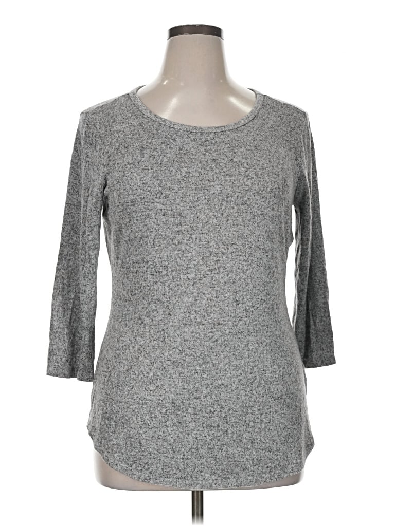 Pre-owned Bobbie Brooks 3/4 Sleeve Top Gray Boatneck Tops